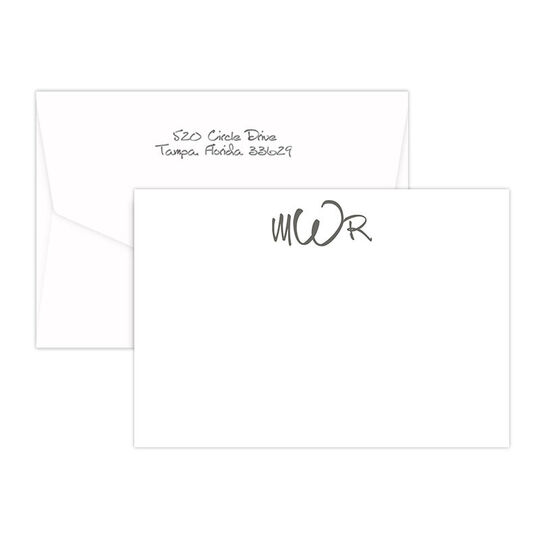 Triple Thick Wheaton Flat Note Cards - Raised Ink